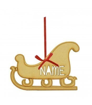 Laser Cut Personalised Christmas Decoration Stencil Font Name - Sleigh Design